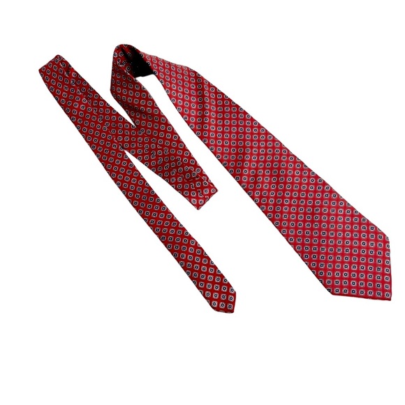 Christian Dior Silk Tie Red Blue‎ design Classic Evening Event - Picture 1 of 5